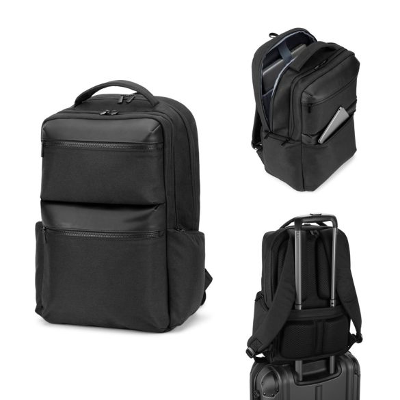 COPENHAGEN. Rucsac din twill reciclat hidrofug cu doua buzunare frontale mari, 17'3"