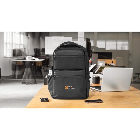 COPENHAGEN. Rucsac din twill reciclat hidrofug cu doua buzunare frontale mari, 17'3"