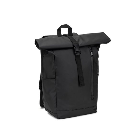OSASCO BPACK. Roll top backpack with a zip system design that allows the top to be rolled up to fit the volume of the backpack, made from 600D recycled polyester
