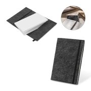   BALDWIN. A5 notepad with recycled felt cover (100% rPET) and lined pages in 100% recycled paper