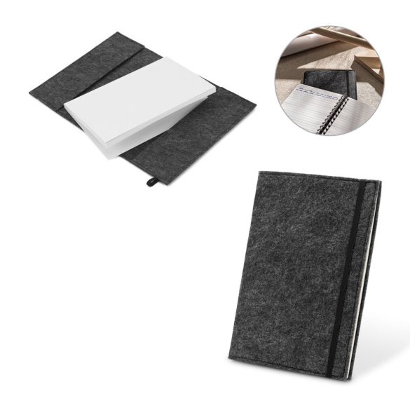 BALDWIN. A5 notepad with recycled felt cover (100% rPET) and lined pages in 100% recycled paper