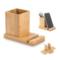 ERWIN. Desk set with mobile phone holder and cup