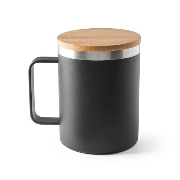 LAUDA. Mug in 90% recycled stainless steel with bamboo lid