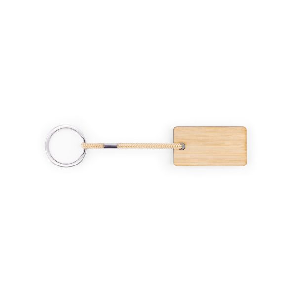 HOPPS. Rectangular bamboo keyring with PET cord