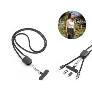 ZEWAIL. Cordon cu suport pentru smartphone inclus, cablu USB-C si diverse adaptoare din ABS reciclat si TPE reciclat