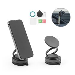   KEPLER. Suport magnetic pentru telefon mobil cu sistem de fixare prin vid pentru suprafete netede si neuniforme. (rotatie 360º)