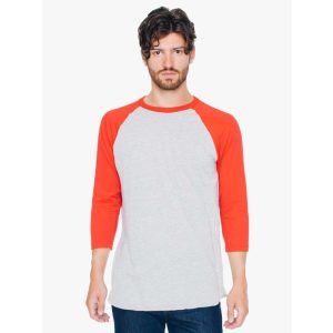 American Apparel AABB453 Heather Grey/Red L