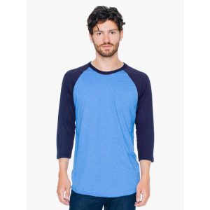 American Apparel AABB453 Heather Lake Blue/Navy L