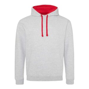 Just Hoods AWJH003 Heather Grey/Fire Red 2XL