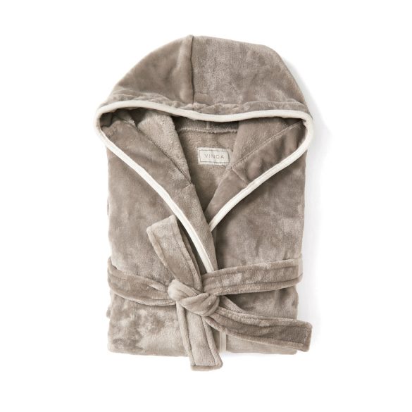 VINGA Louis luxury plush GRS RPET robe size S-M, grey