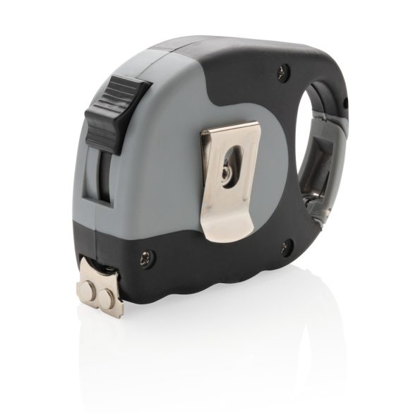 Measuring tape with carabiner, grey