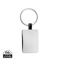RCS recycled zinc alloy rectangle keyring, silver