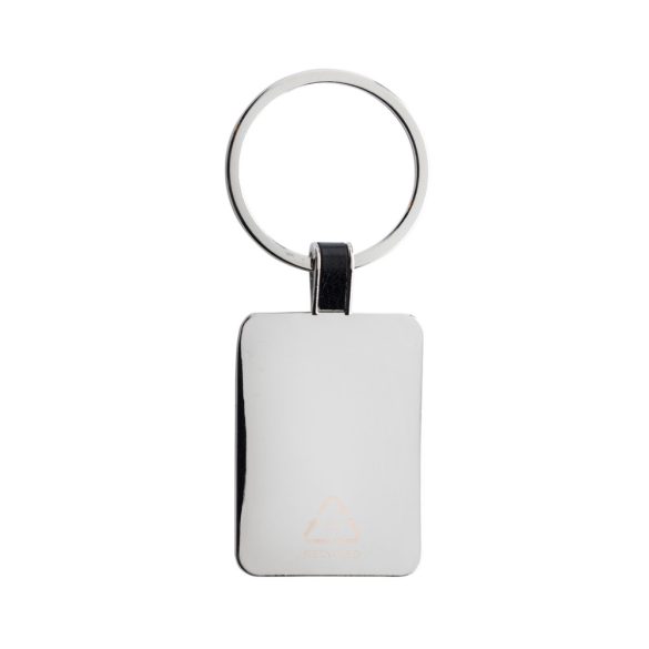 RCS recycled zinc alloy rectangle keyring, silver