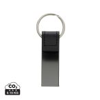 Luxury PU keychain RCS recycled zinc alloy, black