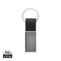 Luxury PU keychain RCS recycled zinc alloy, black