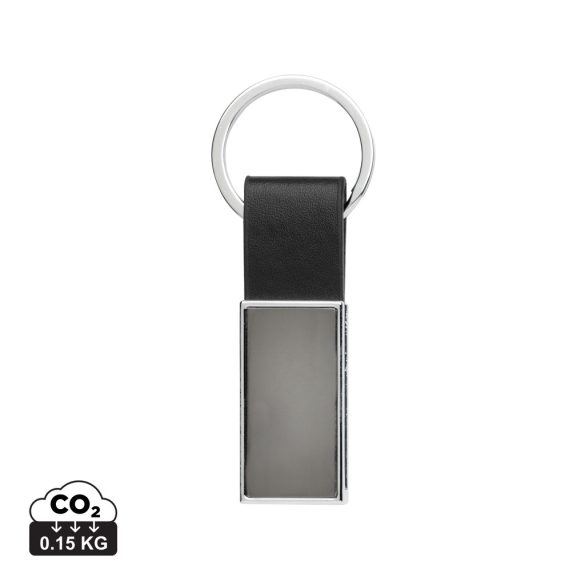 Luxury PU keychain RCS recycled zinc alloy, black