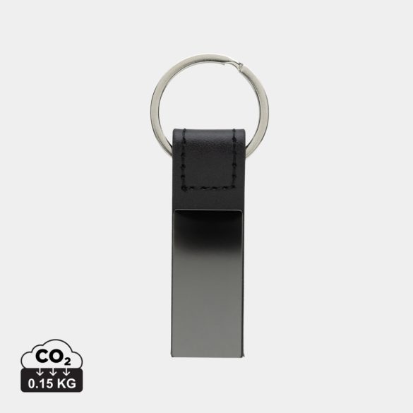 Luxury PU keychain RCS recycled zinc alloy, black