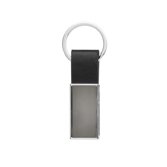 Luxury PU keychain RCS recycled zinc alloy, black
