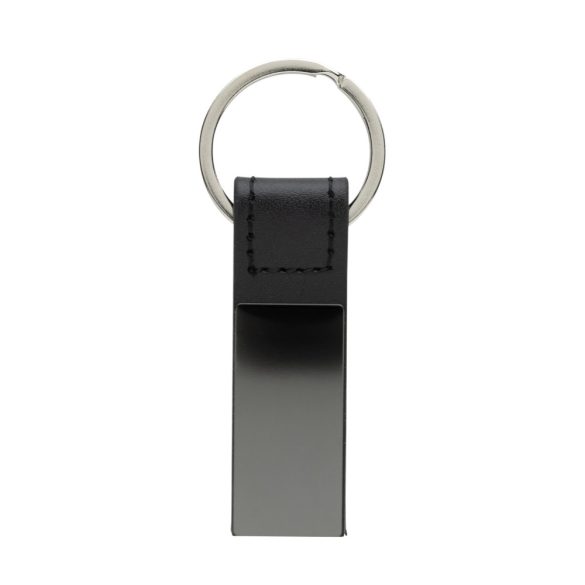 Luxury PU keychain RCS recycled zinc alloy, black