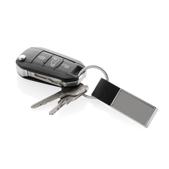 Luxury PU keychain RCS recycled zinc alloy, black