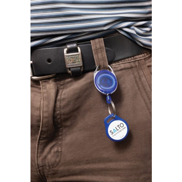 RCS recycled ABS roller clip keychain, blue