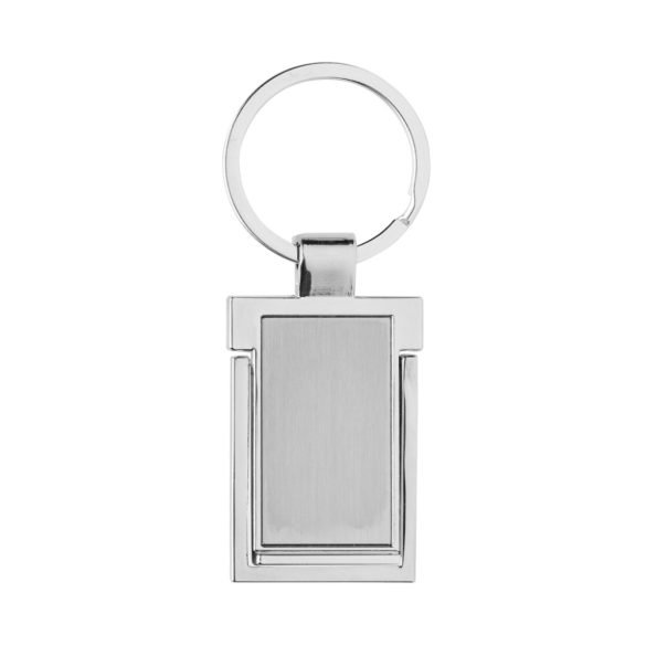 RSC recycled zinc alloy phone stand keychain, silver