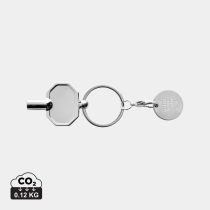   RCS recycled zinc alloy radiator key keychain with coin, silver