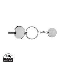   RCS recycled zinc alloy radiator key keychain with coin, silver