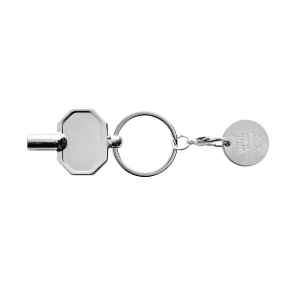 RCS recycled zinc alloy radiator key keychain with coin, silver