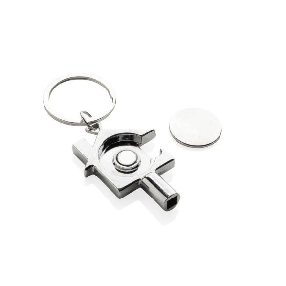 RCS recycled zinc alloy 3 in 1 keychain, silver