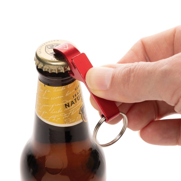 RCS recycled aluminum bottle and can opener, red