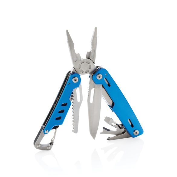 Solid multitool with carabiner, blue