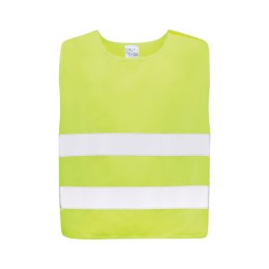 GRS recycled PET high-visibility safety vest 7-12 years, yellow