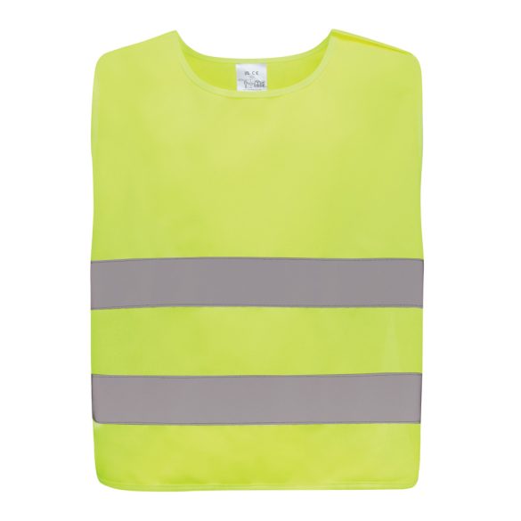 GRS recycled PET high-visibility safety vest 7-12 years, yellow
