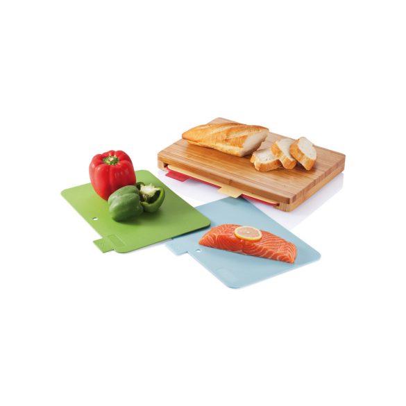 Cutting board with 4pcs hygienic boards, brown
