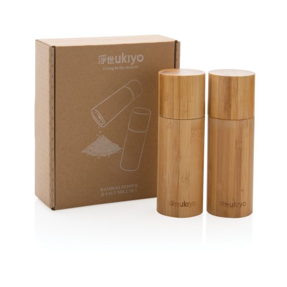Ukiyo bamboo salt and pepper mill set, brown