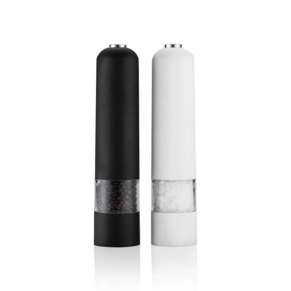 Electric pepper and salt mill set, white