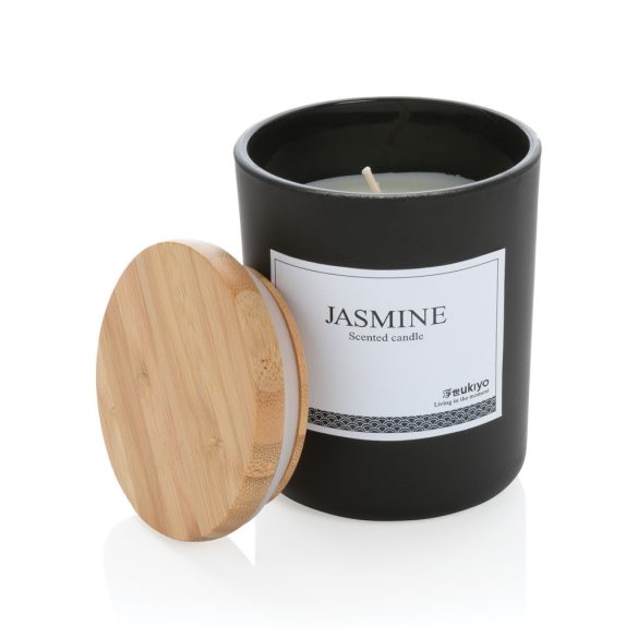 Ukiyo deluxe scented candle with bamboo lid, black