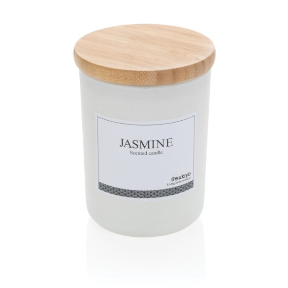 Ukiyo deluxe scented candle with bamboo lid, white