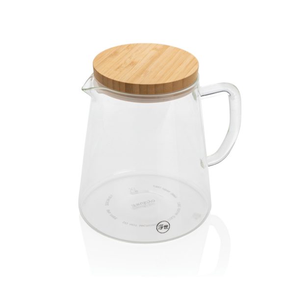 Ukiyo borosilicate glass carafe with bamboo lid 1.2L, transparent