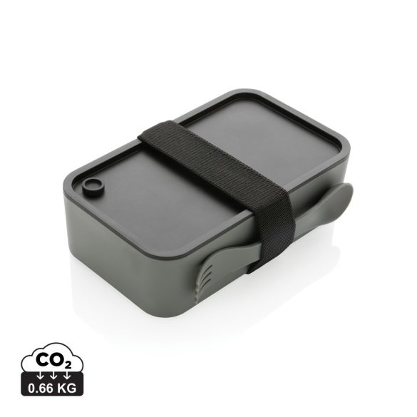 PP lunch box with spork, grey