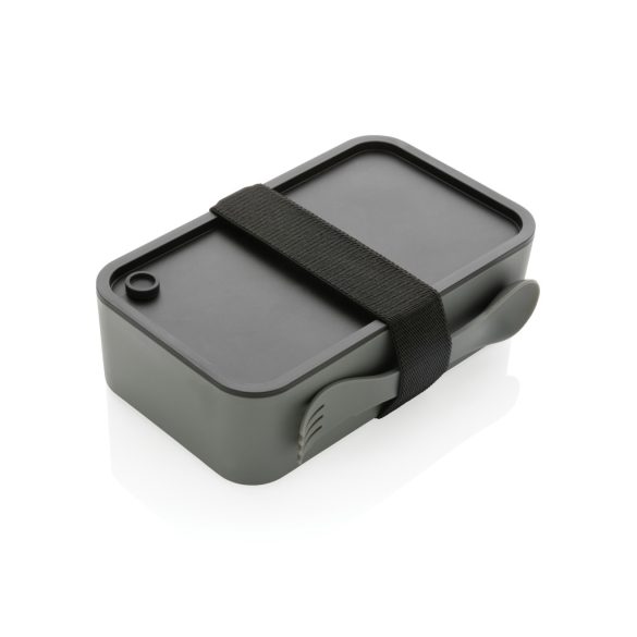 PP lunch box with spork, grey