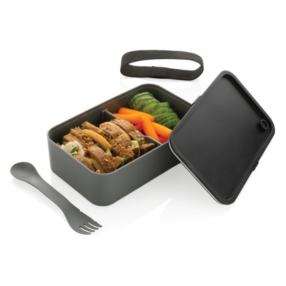 PP lunch box with spork, grey