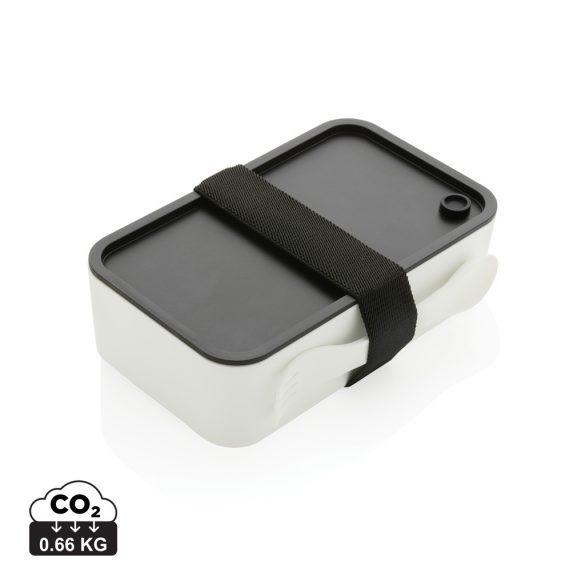 PP lunch box with spork, white