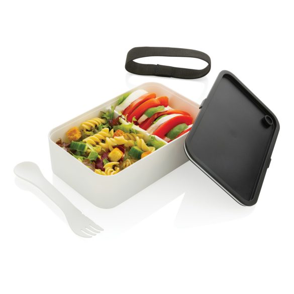 PP lunch box with spork, white