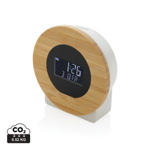 Utah RCS rplastic and FSC® bamboo LCD desk clock, brown