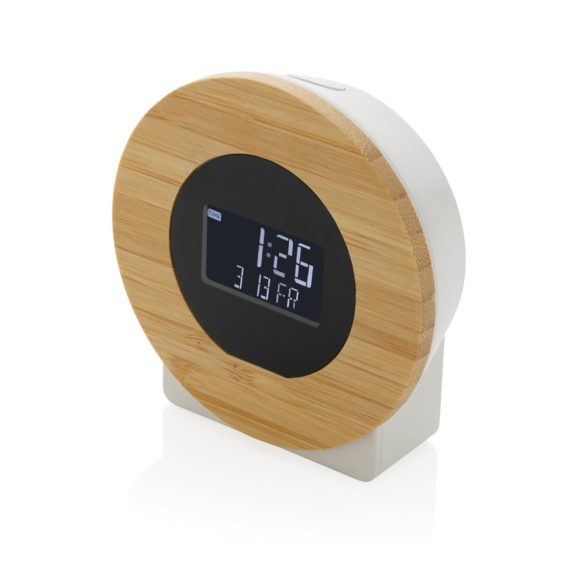 Utah RCS rplastic and FSC® bamboo LCD desk clock, brown