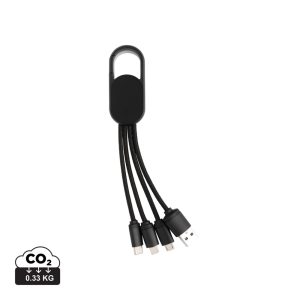 4-in-1 cable with carabiner clip, black