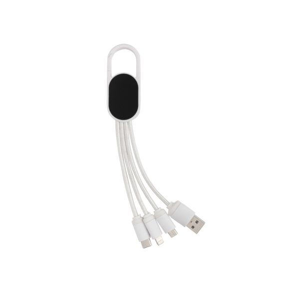 4-in-1 cable with carabiner clip, white