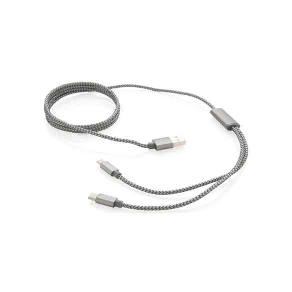 3-in-1 braided cable, grey